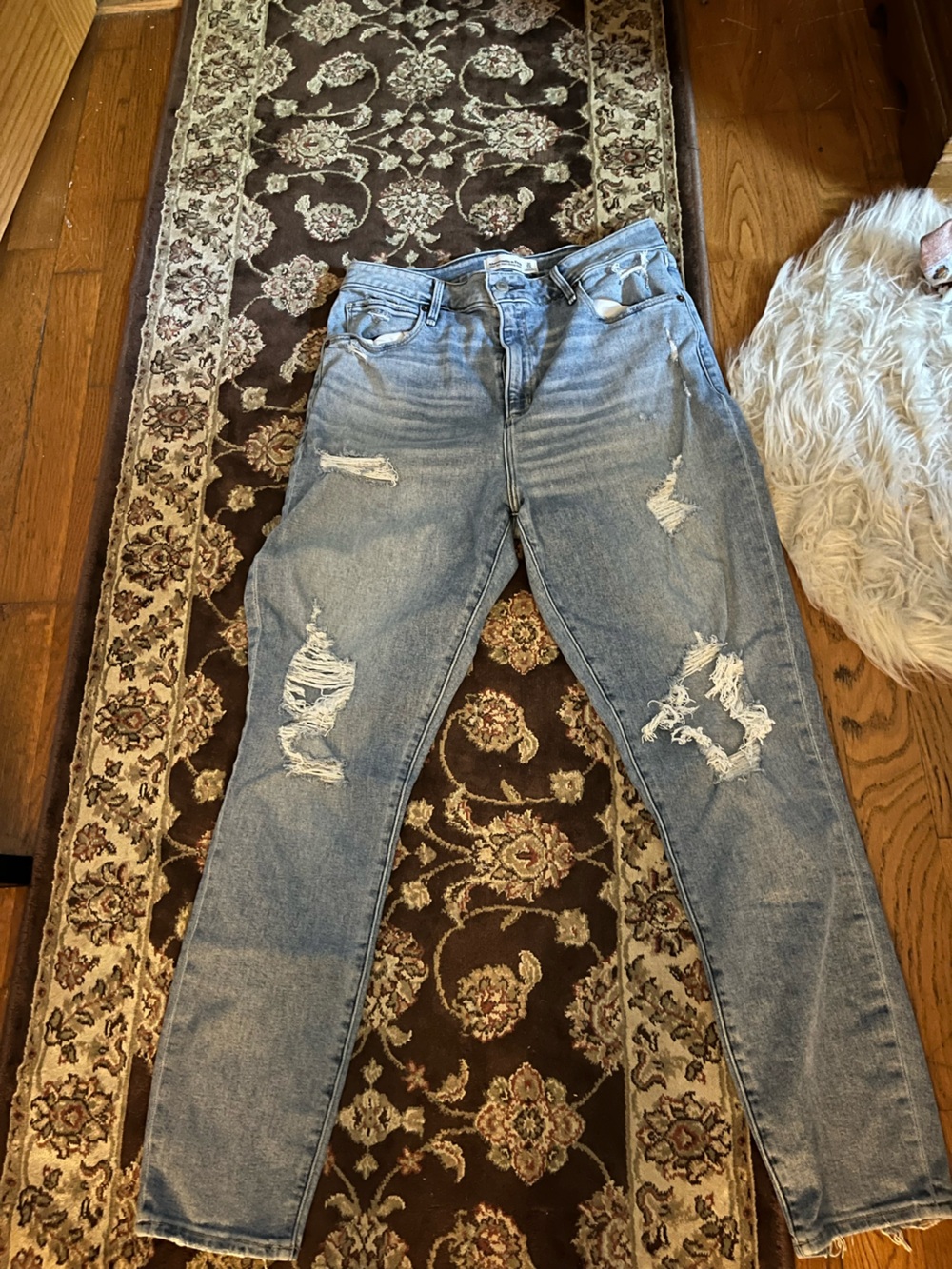 Abercrombie & Fitch Light Blue Distressed Boyfriend Jeans